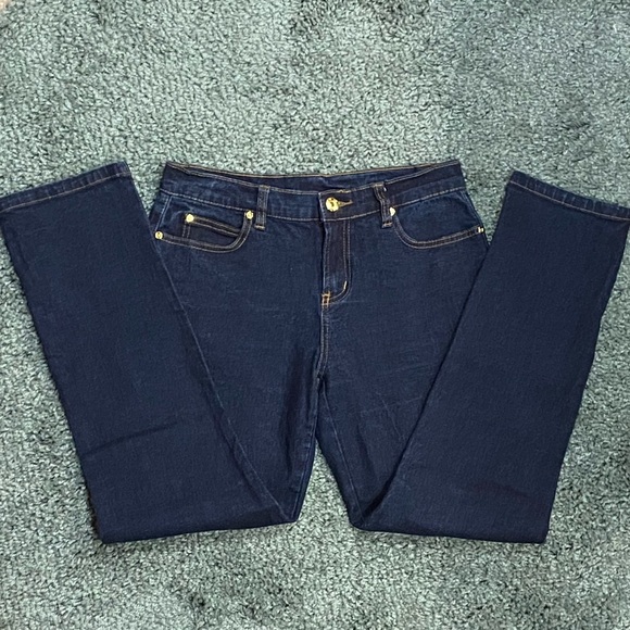 DG2 Diane Gilmore Jeans 2P Dark Blue Zip at Ankle Ramie Cotton Poly blend - Picture 1 of 8